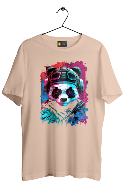 Футболка чоловіча з принтом "Панда в VR шолом". Віртуальна реальність, гік, панда, персонаж, шолом. 2070702