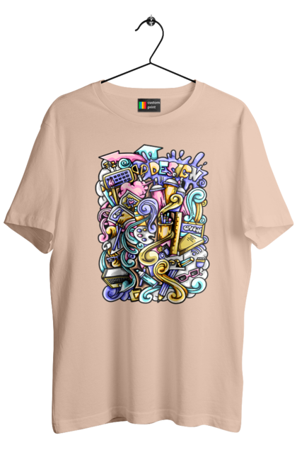 Футболка чоловіча з принтом "Школа навчання". Зошит, калькулятор, канцелярія, навчання, олівець, ручка, школа. 2070702