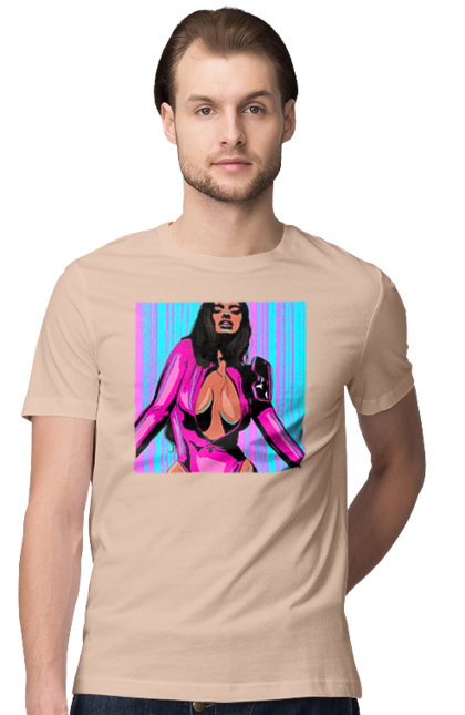 Футболка чоловіча з принтом "Дівчина З Глибоким Декольте". Гола, дівчина, сиськи. 2070702