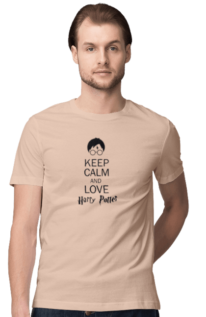 Men's t-shirt with prints Keep calm and love Harry Potter. Book, franchise, gryffindor, harry potter, hogwarts, keep calm, movie. 2070702