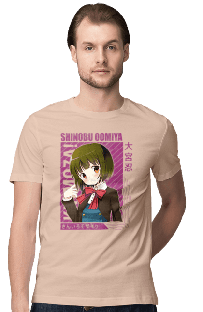 Men's t-shirt with prints Kiniro Mosaic Shinobu Omiya. Anime, gold mosaic, kiniro mosaic, kinmoza, manga, shinobu, shinobu omiya. 2070702