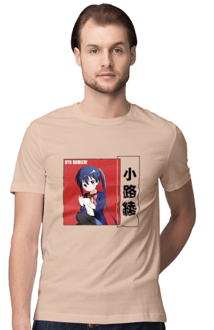 Men's t-shirt with prints Kiniro Mosaic Aya Komichi. Anime, aya komichi, gold mosaic, kiniro mosaic, kinmoza, manga. 2070702