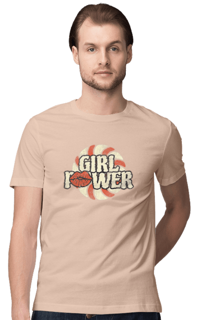 Футболка мужская с принтом Girl Power. Girl power, девушки, девушки могут, женская сила, женщины, лозунг, независимость, сила, феминизм. 2070702