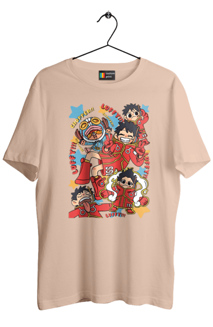 Men's t-shirt with prints One Piece Luffy. Anime, luffy, manga, monkey de luffy, one piece, pirates. 2070702