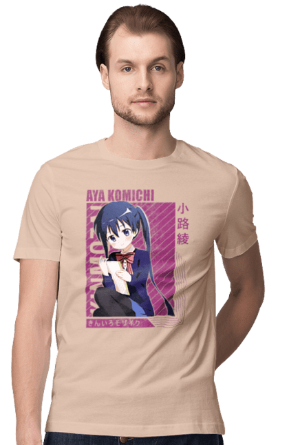 Men's t-shirt with prints Kiniro Mosaic Aya Komichi. Anime, aya komichi, gold mosaic, kiniro mosaic, kinmoza, manga. 2070702