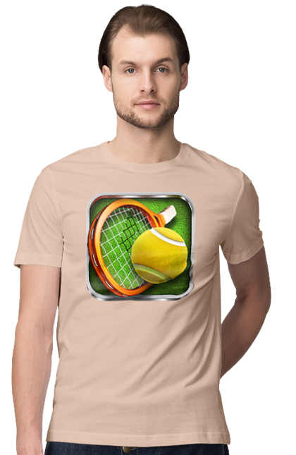 Футболка чоловіча з принтом "Теніс". Великий теніс, гравці, лондон, м`яч, призовий фонд, ракетка, спонсор, турнір на ґрунті, турнір на траві, турнірна сітка. 2070702