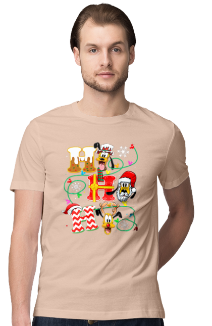 Men's t-shirt with prints Merry Christmas. Cartoon, christmas, christmas, deer, disney, holiday, merry christmas, santa. 2070702