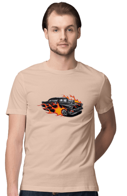 Men`s t-shirt with prints Fire Machine. Car. 2070702