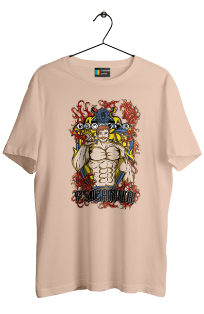 Men's t-shirt with prints Seven Deadly Sins Escanor. Adventures, anime, comedy, escanor, fantasy, manga, seven deadly sins. 2070702