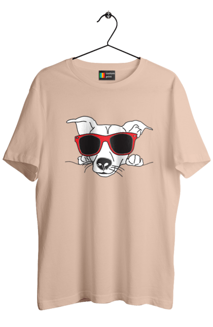 Men`s t-shirt with prints The Dog Peeks Out. Dog, glasses, peep out. 2070702