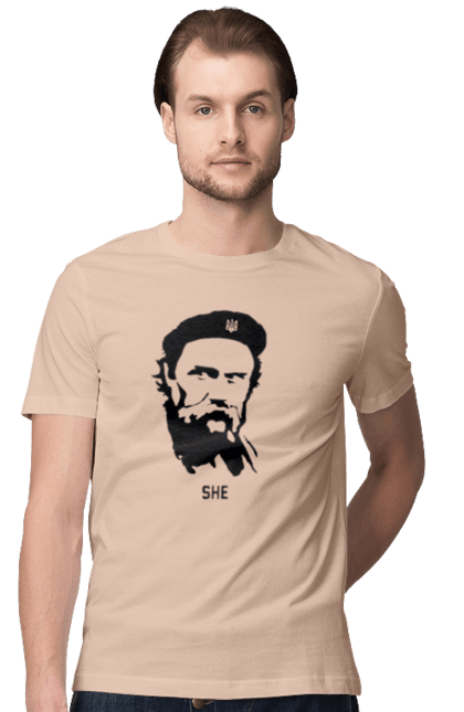 Футболка чоловіча з принтом "Шевченко". Берет, кобзарь, тарас, украина, шевченко. 2070702