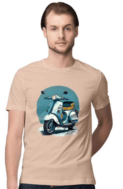 Футболка чоловіча з принтом "Мопед". Відпочинок, літо, мопед, скутер, швидкість. 2070702