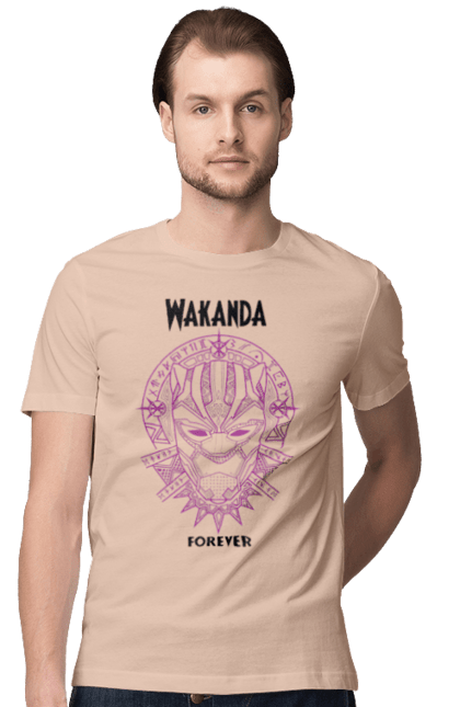 Men's t-shirt with prints Wakanda Forever. Black panther, marvel, t`challa, wakanda, wakanda forever. 2070702