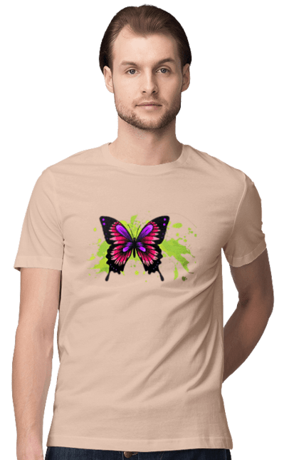 Men`s t-shirt with prints Pink Butterfly. Butterfly. 2070702