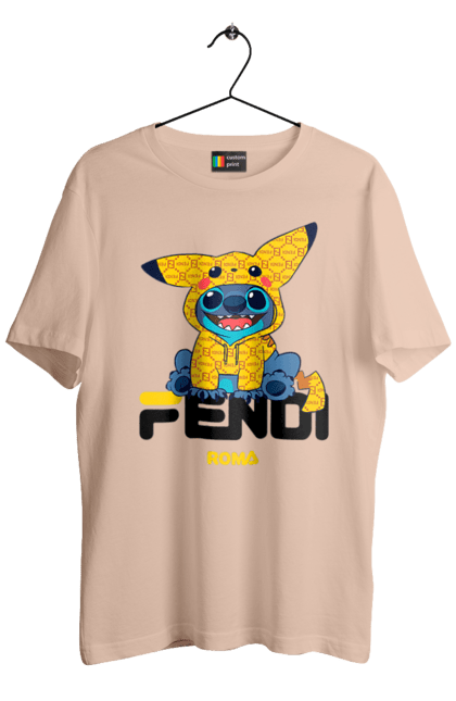 Футболка чоловіча з принтом "Fendi Стіч". Fendi, stich, бренд, будинок моди, італія, люкс, мода, стіч, сумка, фенді. 2070702