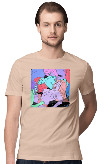 Men`s t-shirt with prints Alien Girls. Aliens, girls, multicolored, space. 2070702