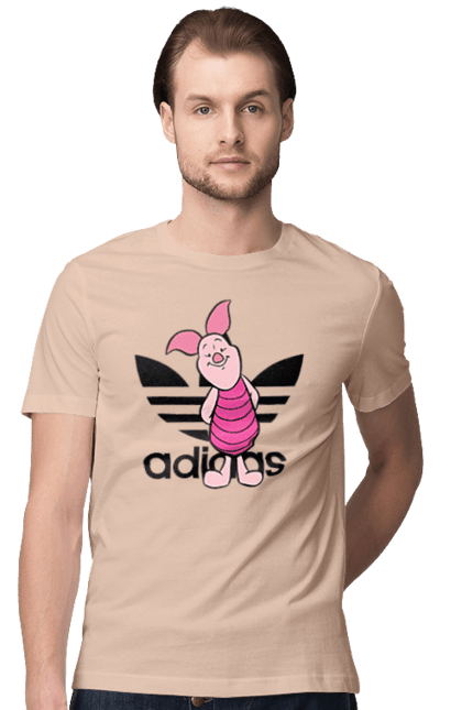 Футболка чоловіча з принтом "Adidas П'ятачок". Adidas, piglet, адідас, вінні пух, мультфільм, п ятачок, п`ятачок, пятачок. 2070702