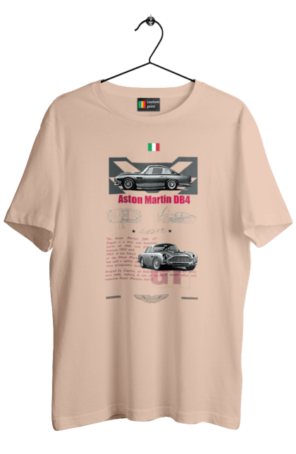 Men's t-shirt with prints Aston Martin DB4. Aston martin, auto, automobile, car, db4, race, sport, sport car. 2070702