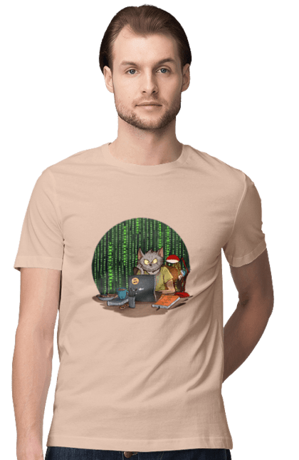 Футболка чоловіча з принтом "Кіт програміст". Angular, c, css, html, it, javascript, jquery, php, python, react, svelt, vue, айтишник, айті, гумор, код, кодувати, прогер, програміст, програмісти, ти ж, ти ж програміст, тиж програміст. 2070702