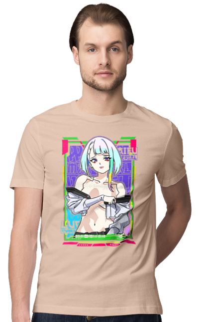 Men's t-shirt with prints Cyberpunk: Edgerunners Lucy. Anime, cd project, cyberpunk, edgerunners, game, lucy, netflix, video game. 2070702