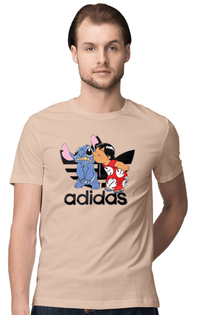 Men's t-shirt with prints Adidas Stich. Alien, cartoon, cinema, disney, film, lilo and stitch, stitch. 2070702