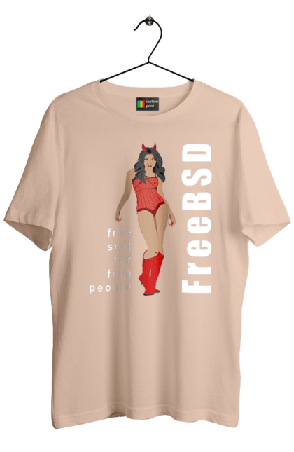 Футболка чоловіча з принтом "Freebsd Для Вільних". Bsd, freebsd, unix, адміністратор, айті, айтішник, безкоштовна, безкоштовно, бестія, білий, вільна, демон, демонесса, дівчина, для дорослих, доступність, еротика, еротична, жінка, незалежність, операційна система, ос, програміст, програмне забезпечення, свобода, сисадмін, система, системний адміністратор, софт, текст, червоний. 2070702