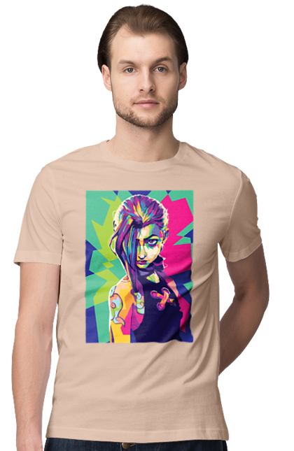 Men's t-shirt with prints Arcane. Animated series, arcane, fantasy, fortiche, jinx, league of legends, riot games, wai. 2070702