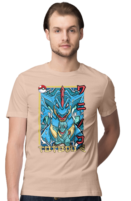 Men's t-shirt with prints Pokemon Totodile. Nintendo, pokemon, pokemon go, totodile. 2070702