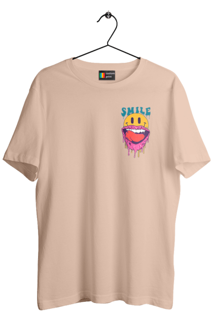 Футболка чоловіча з принтом "Літній смайл". Брутальний смайл, весела пика, жарко, комп`ютерна посмішка, людина з посмішкою, пика, посмішка, смайл, смайлик, усміхнена пика. 2070702