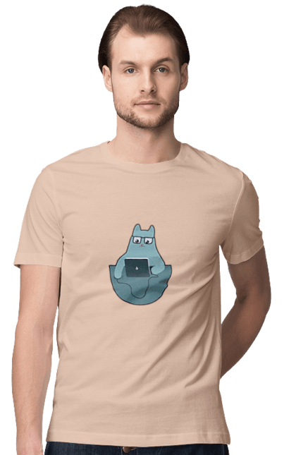 Футболка чоловіча з принтом "Кіт програміст". Angular, c, css, html, it, javascript, jquery, php, python, react, svelt, vue, айтишник, айті, гумор, код, кодувати, прогер, програміст, програмісти, ти ж, ти ж програміст, тиж програміст. 2070702