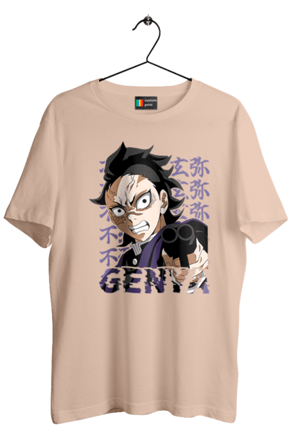 Men's t-shirt with prints Demon Slayer Genya Shinazugawa. Anime, demon slayer, genya, genya shinazugawa, kimetsu no yaiba, manga, аниме, истребитель демонов, манга. 2070702