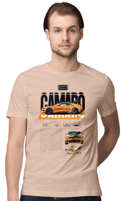 Men's t-shirt with prints Chevrolet Camaro. Auto, automobile, camaro, car, chevrolet, chevrolet camaro. 2070702