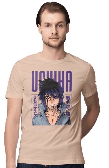 Men's t-shirt with prints Naruto Sasuke Uchiha. Anime, manga, naruto, sasuke, sasuke uchiha, team 7, team number 7, uchiha. 2070702