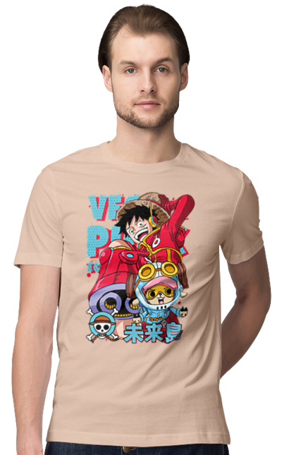 Men's t-shirt with prints One Piece Luffy. Anime, luffy, manga, monkey de luffy, one piece, pirates. 2070702