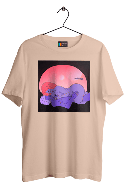 Men`s t-shirt with prints Aliens Girl And Boy. Girl, guy, naked. 2070702