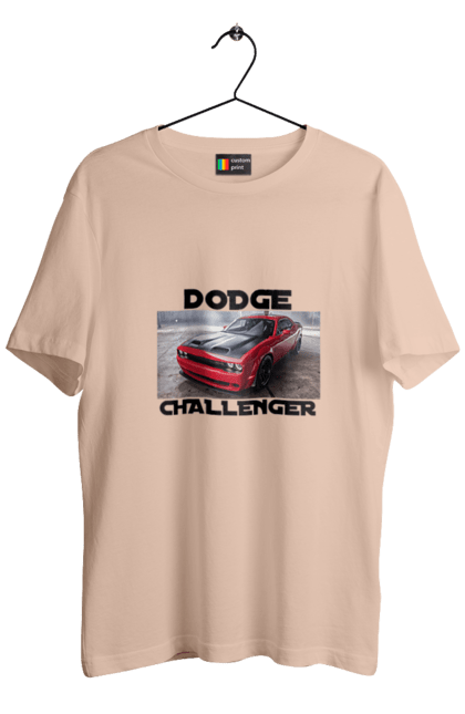 Футболка чоловіча з принтом "Додж челенджер". Авто, автомобіль, американська легенда, додж челенджер, класичний автомобіль, культове авто, масл кар, потужний автомобіль. 2070702