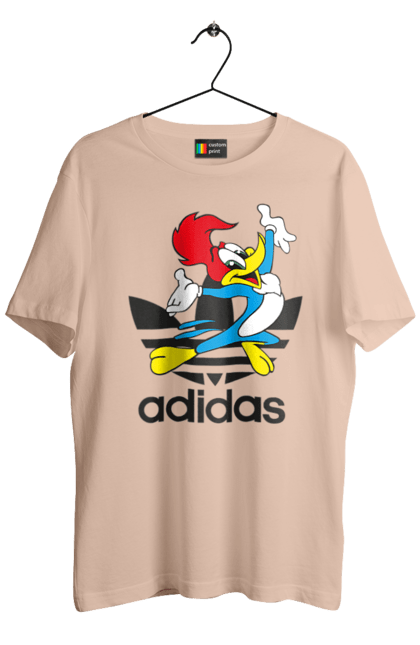 Футболка мужская с принтом Adidas Вуди Вудпекер. Adidas, woody woodpecker, адидас, вуди, вуди вудпекер, дятел вуди, мультсериал. 2070702