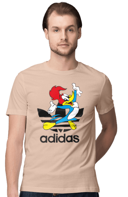 Футболка мужская с принтом Adidas Вуди Вудпекер. Adidas, woody woodpecker, адидас, вуди, вуди вудпекер, дятел вуди, мультсериал. 2070702