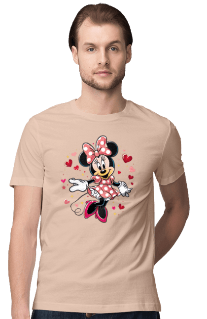 Футболка чоловіча з принтом "Мінні Маус". Mickey mouse, minnie mouse, дісней, для дівчат, міккі, міккі маус, мінні маус, мультфільм. 2070702