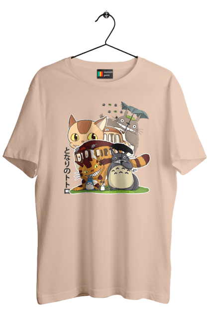 Men's t-shirt with prints Totoro. Adventures, anime, comedy drama, fantasy, film, my neighbor totoro, tv series. 2070702