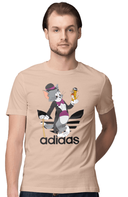 Футболка мужская с принтом Adidas Том и Джерри. Adidas, tom and jerry, адидас, джерри, кот, мульт, мультсериал, мышь, том, том и джерри. 2070702