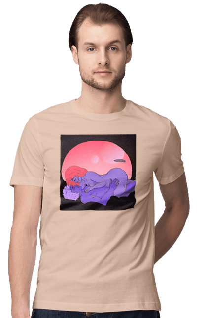 Men`s t-shirt with prints Aliens Girl And Boy. Girl, guy, naked. 2070702