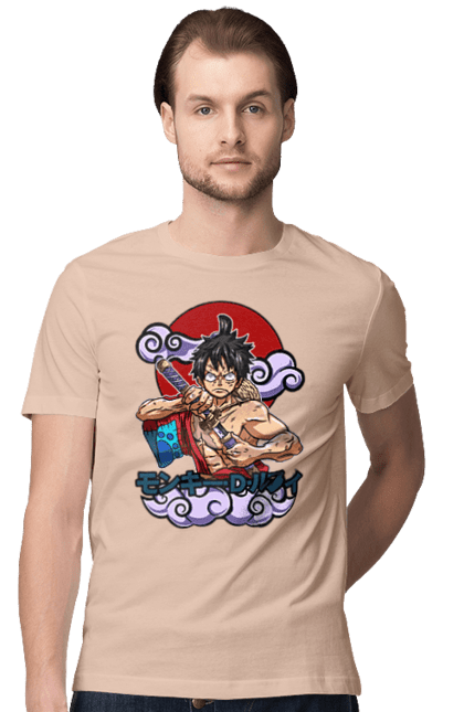 Men's t-shirt with prints One Piece Luffy. Anime, luffy, manga, monkey de luffy, one piece, pirates. 2070702