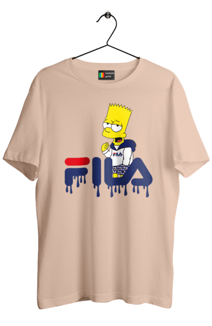 Men's t-shirt with prints Bart FILA. Bart, cartoon, character, simpson, simpsons, sport, sportswear. 2070702