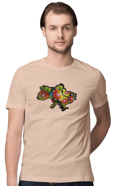 Men`s t-shirt with prints Spravzhnya Ukraine. Barvie, beauty, colors, kviti, leafing through, mood, petals, spravzhnya ukraine. 2070702