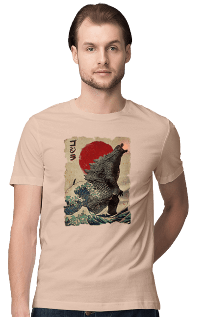 Men's t-shirt with prints Godzilla. Dinosaur, godzilla, japan, kaiju, movie, mutant. 2070702