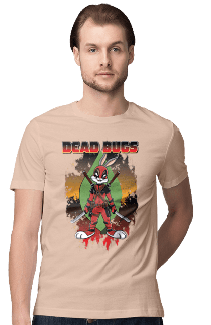 Men's t-shirt with prints Bugs Bunny Deadpool. Bugs bunny, cartoon, deadpool, looney tunes, marvel, merrie melodies. 2070702