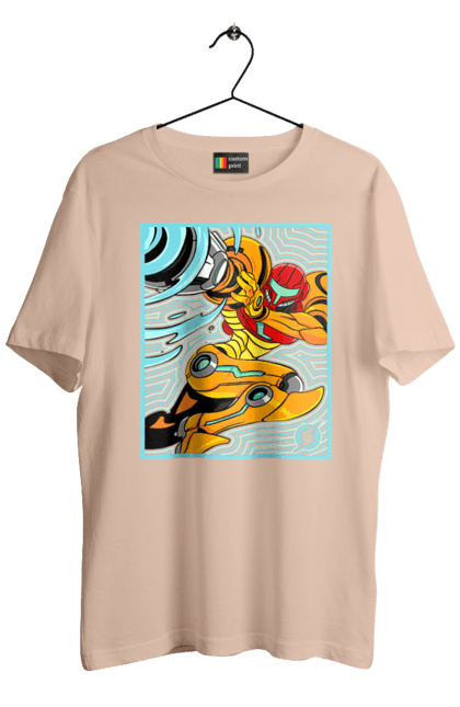 Men's t-shirt with prints Metroid Samus Aran. Game, head hunter, heroine, metroid, power suit, samus aran, video game. 2070702