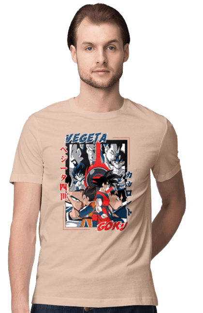 Men's t-shirt with prints Dragon Ball. Anime, dragon ball, goku, manga, tv series, vegeta. 2070702