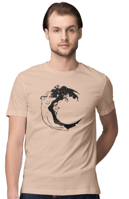Men`s t-shirt with prints Moon girl. Cosmic, girl, moon, space, stars. 2070702